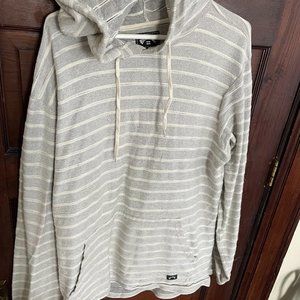 Grey and white Billbong hoodie with stripes